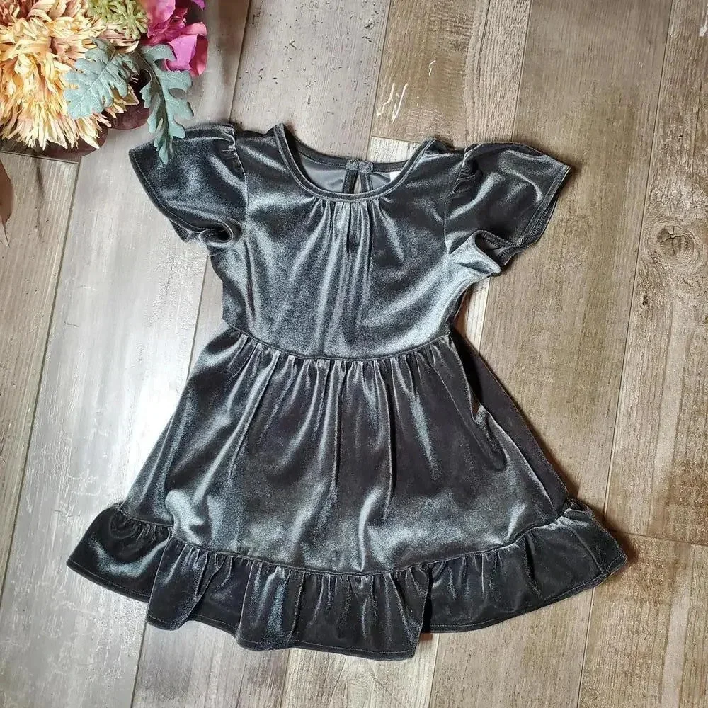 Old Navy Gray Velvet Toddler Girls Dress Size 12-18 Months